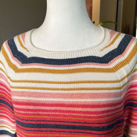 L.L. Bean Textured Cotton Sweater, Long-Sleeve Stripe szM - Picture 5 of 15